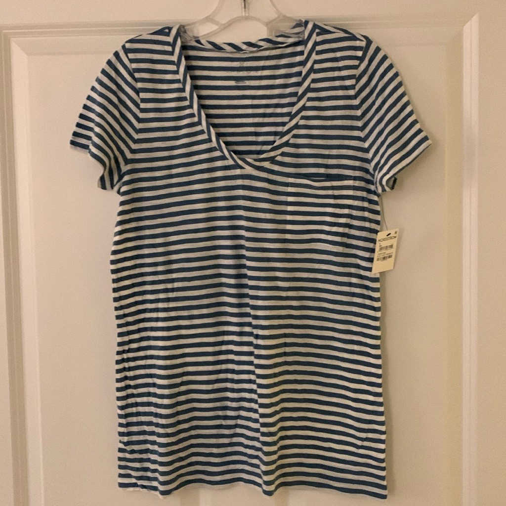 New With Tags, Caslon Blue And White Striped T-Shirt